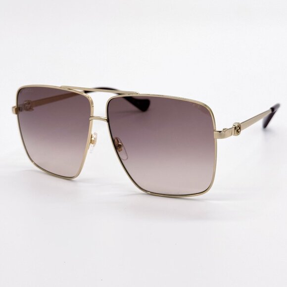NEW GUCCI SUNGLASSES GG1087S 002 GOLD UNISEX EYEWEAR GUCCI WITH CHAIN main image 8